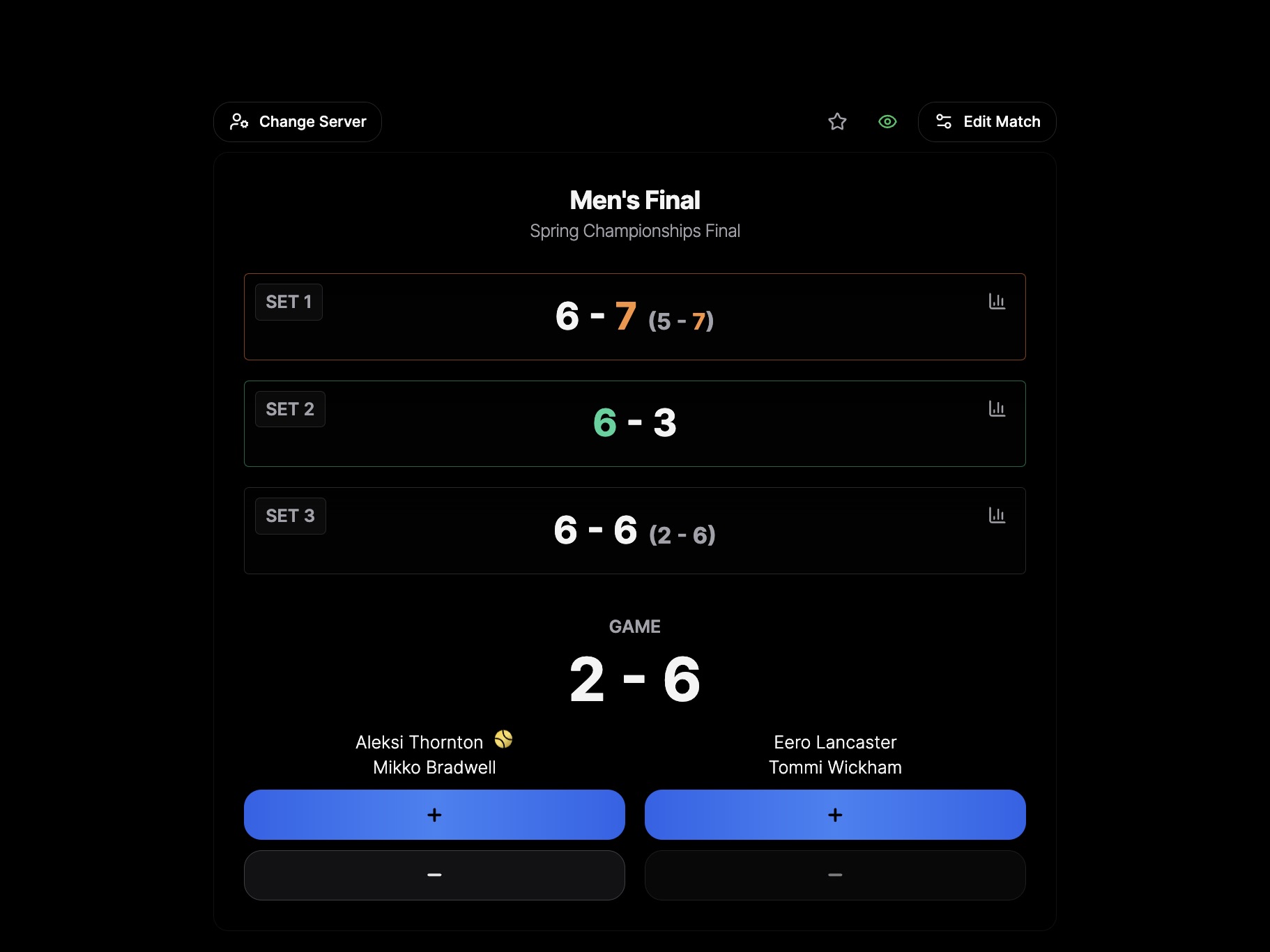 Manage Matches