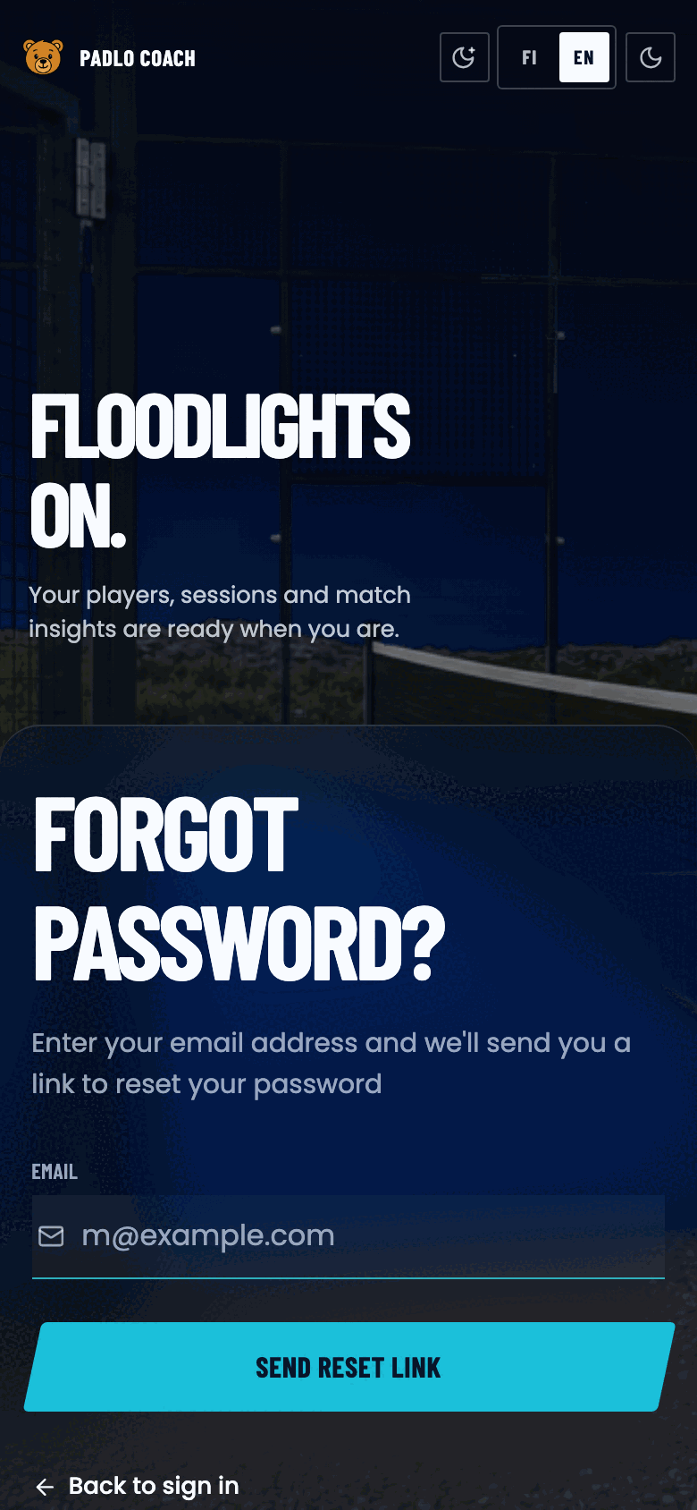 Forgot password page with a single email field.