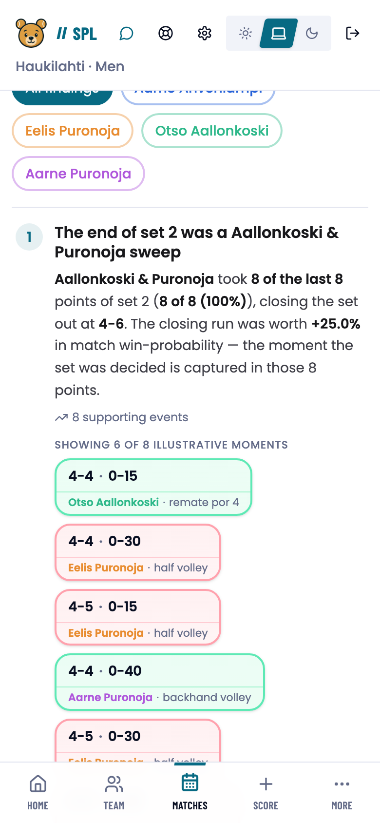 The Findings tab and the first finding with its supporting events.