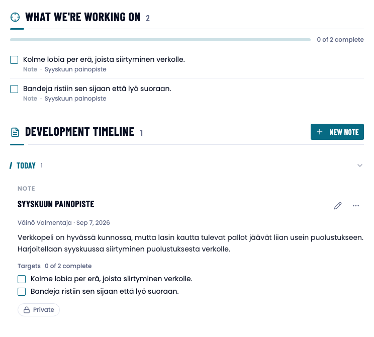 The development timeline and open targets